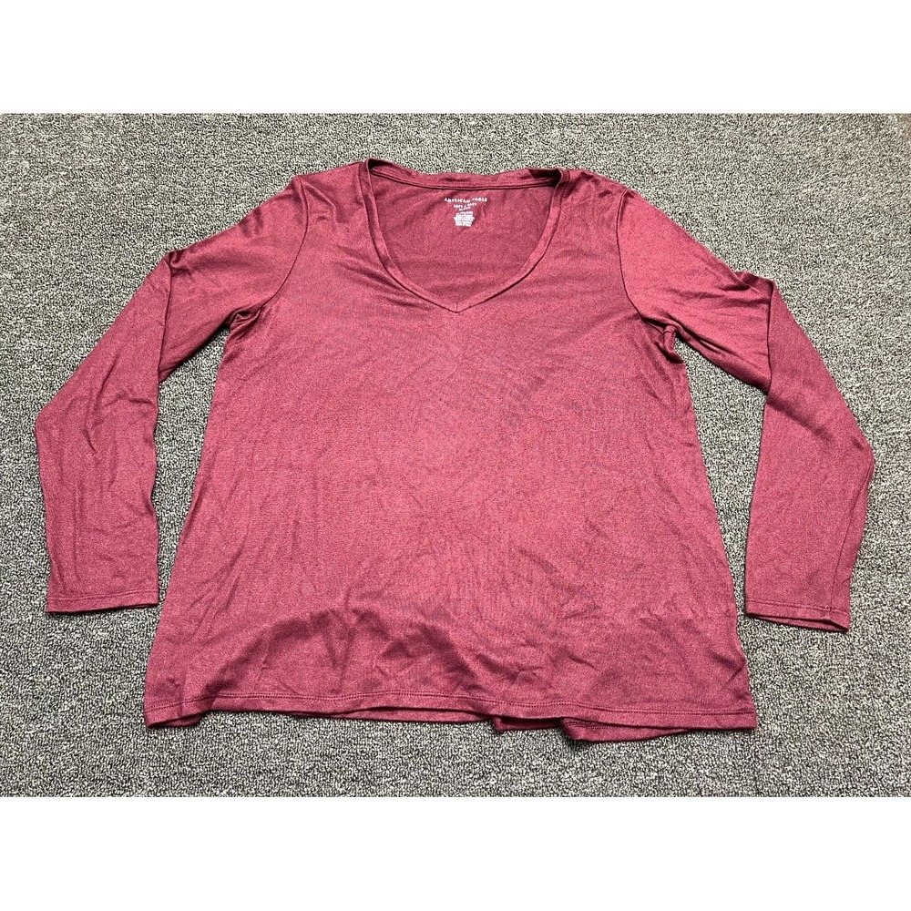 American Eagle Soft & Sexy T-Shirt Women's XL Burgundy Soft Ribbed Long Sleeve